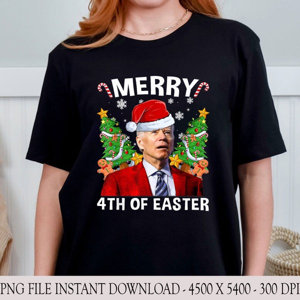 Funny Joe Biden Christmas Santa Hat Png, Merry 4th Of Easter Xmas, Merry 4th Of Easter Png, Biden Christmas Png, Funny Joe Biden Xmas Png