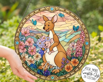 Atrapasueños de Winnie the Pooh, Roo y Kanga, decoración de ventana con flores silvestres