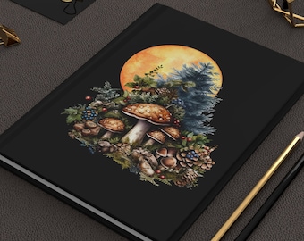 Woodland Mushroom Forest Hardcover Journal Matte, Lined Notebook, Black Owned Shop, Forager Gift