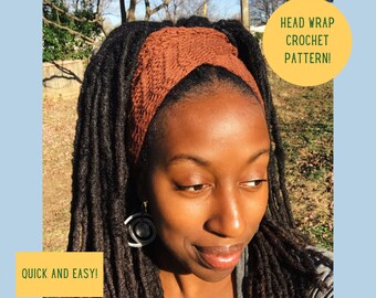 Quick and Easy Crochet Head Wrap Pattern, Cotton Headwrap, Long Headband, Crochet Gift, Natural Hair Gift, Dreads Accessories