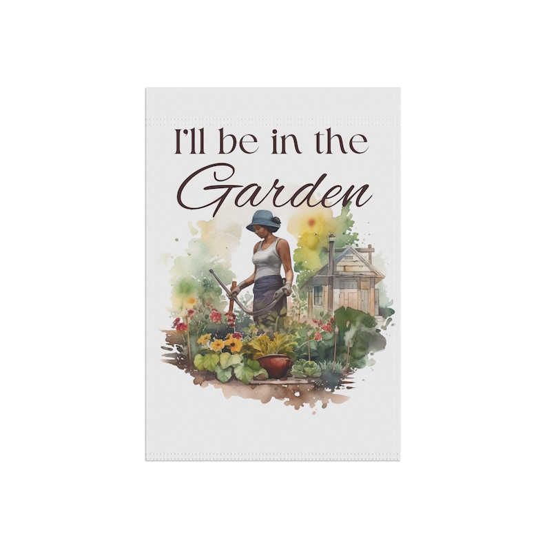 Banner I'll Be in the Garden, Black Girl Garden, Black Gardener, Urban Farm Decor, Plant Mom Flag, Black Owned Shop, Tuincadeau afbeelding 5