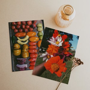 Photography Postcard Set of 2 | 5x7 Notecards | Tomato Print | Flower Print | Correspondence | Bouquet Art | Garden Photo Gift | Writing