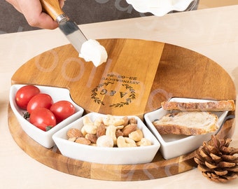 Personalised Birthday Cheeseboard Set,CHEESEBOARD WITH TOOLS,Couple & Engagement Gift,Unique Serving Tray for Food,Meat and Cheese Platter