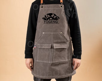 Chef Printed Personalised Apron with pockets,Name Apron,Bartender Apron,Canvas Workshop Apron with Pockets,apron with adjustable straps