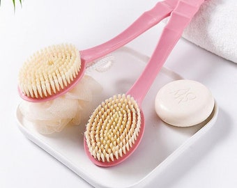 Shower Body Brush and Loofah Double-Sided Soft Long Handle Back Scrub Massage Brush Baby Shower