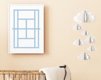 Blue Tennis Court Nursery Print, Sports Wall Art (Digital Download)