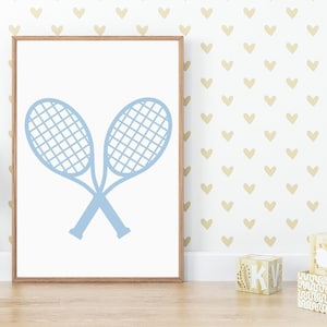 Tennis Nursery Wall Art, Sports Nursery Prints, Kids Sports Wall Decor, Kids Room Art Print, Custom Sports Decor, Sports Poster, Racket