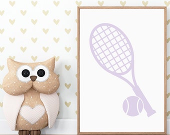 Minimalist Tennis Racket Print, Kid's Room Decor (Digital Download)