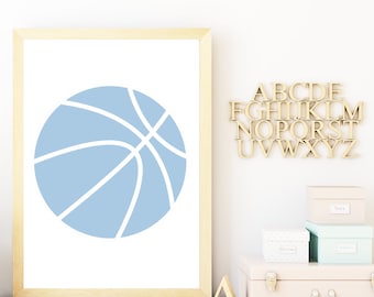 Basketball Nursery Print, Baby Blue Sports Decor (Digital Download)