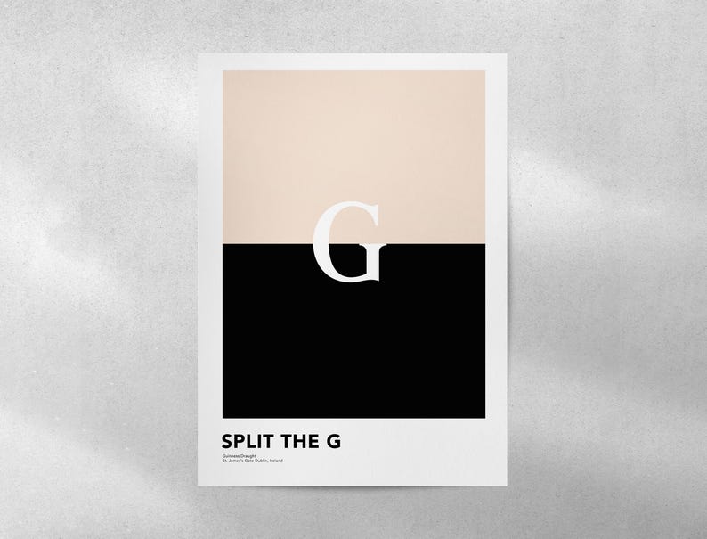 Guinness öltryck: Split the G minimalistisk poster bild 7