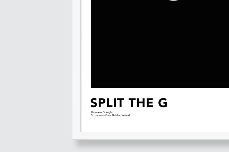 Guinness öltryck: Split the G minimalistisk poster bild 8