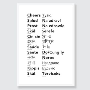 Cheers Beer Languages Print Fathers Day Gift Beer Print Craft Beer Lover Print Beer Art Original Gift Idea Dad Beer Pint Minimal Simple Beer