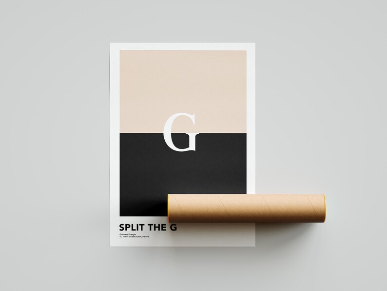 Guinness öltryck: Split the G minimalistisk poster bild 5