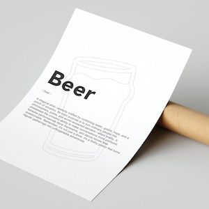 Funny Beer Definition Print Fathers Day Gift Beer Print Craft Beer Lover Print Beer Art Original Funny Gift Idea Dad