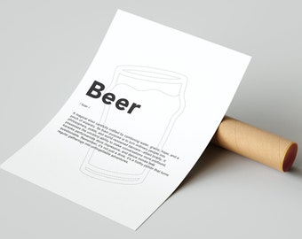 Impresión divertida de definición de cerveza, regalo del Día del Padre, impresión de cerveza, impresión para amantes de la cerveza artesanal, arte de cerveza, idea de regalo divertida original para papá
