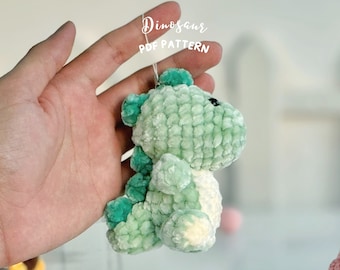 CROCHET PATTERN Dinosaur Amigurumi Keychain, Crochet Amigurumi, Amigurumi Keychain, Stuffed Animal Doll Tutorial, Easy Pattern