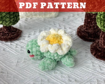 CROCHET PATTERN Daisy Baby Turtle Keychain, Crochet Amigurumi, Amigurumi Turtle Keychain, Turtle Crochet Patterns, Easy Pattern