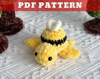 CROCHET PATTERN Bumble Bee Turtle Keychain, Crochet Amigurumi, Amigurumi Turtle Keychain, Turtle Crochet Patterns, Easy Pattern