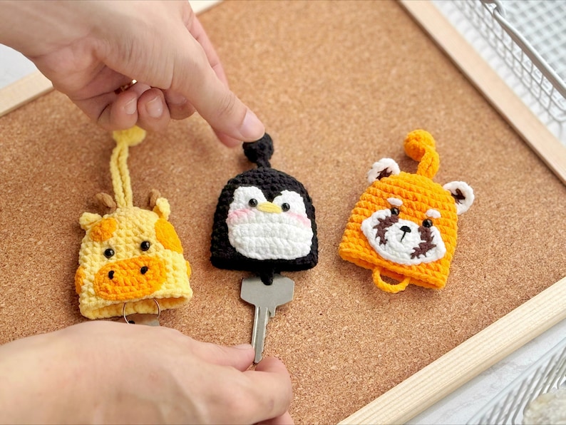 Key Cover Crochet Pattern, Red Panda Key Cover Pattern, Griffee Key Cover Pattern, Penguin Key Cover Pattern, Amigurumi Crochet Pattern image 9