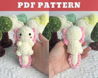 CROCHET PATTERN Axolotl Amigurumi Keychain, Crochet Amigurumi, Amigurumi Keychain, Stuffed Animal Doll Tutorial, Easy Pattern