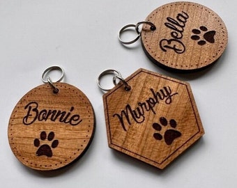 Personalised wooden Pet Tag Keyring