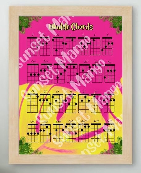 8 Fun Printable Ukulele Chord Digital Posters, Instant Download - Etsy