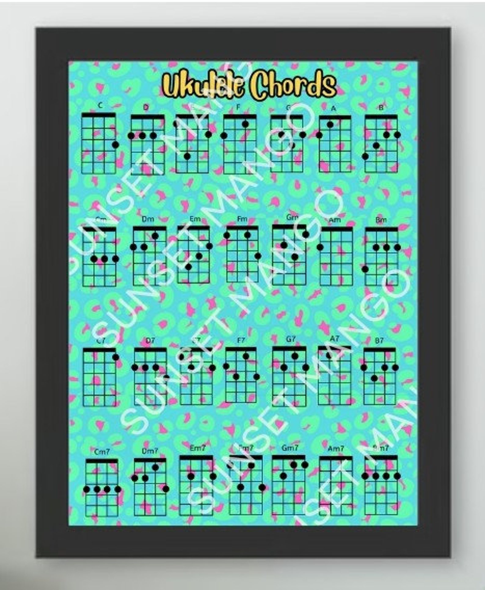 8 Fun Printable Ukulele Chord Digital Posters, Instant Download - Etsy