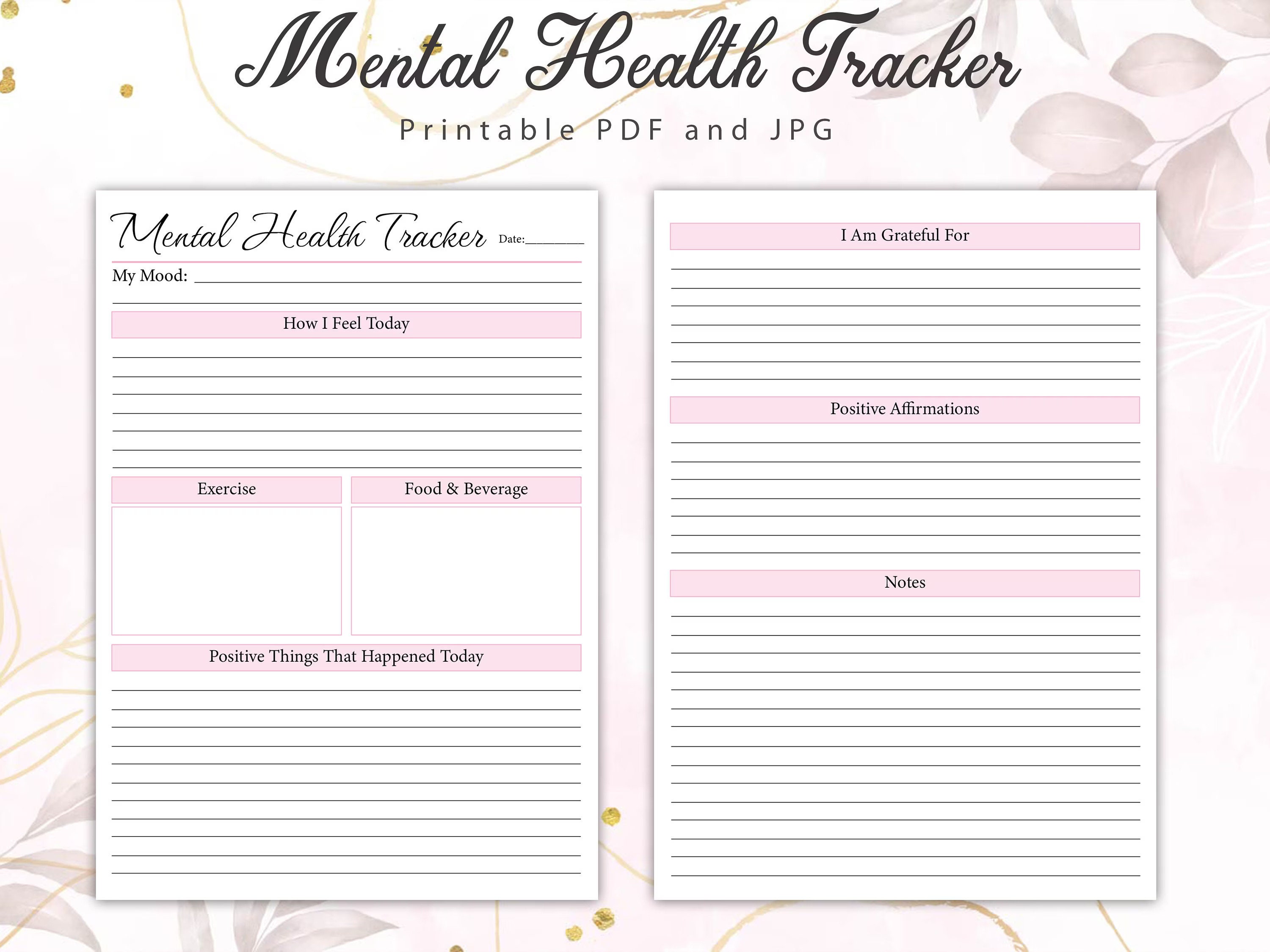 Mental Health Daily Journal, Printable Therapist, Mental Health ...