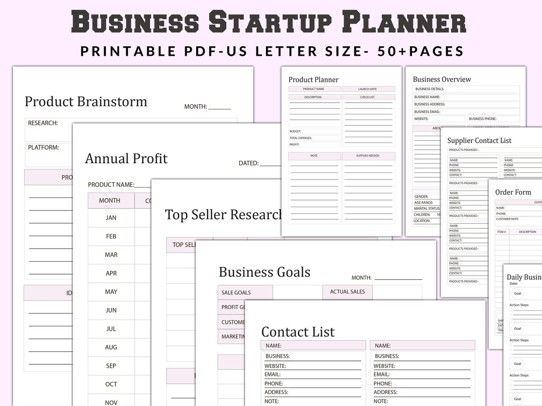 Printable Business Startup Planner, Business Plan Template, Business ...