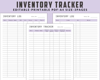 Editable Inventory Log Inventory Tracker Product Inventory Tracker ...