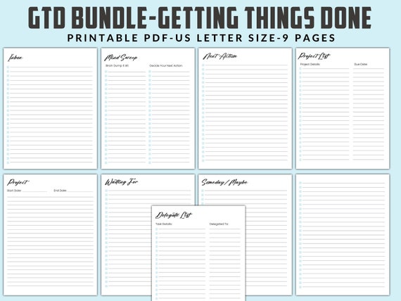 Printable Getting Things Done GTD Planner, GTD Worksheets, Getting Things Done Template, GTD Inserts - Etsy printable-getting-things-done-gtd-planner-gtd-worksheets-getting-things-done-template-gtd-inserts-etsy