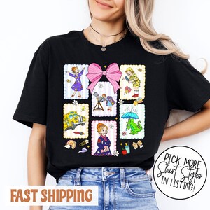 Camiseta con lazo de coqueta de "El autobús mágico" para la vuelta al cole, camiseta de libro infantil, camiseta de maestra "Ms Frizzle", camiseta de maestra y estudiante para la vuelta al cole.