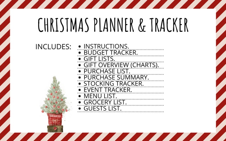 Christmas Planner &amp; Tracker Spreadsheet Google Sheets Gift Budget ...