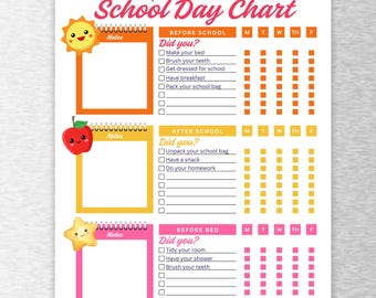 Tabla de rutinas escolares para niños, rutina matutina, vespertina y nocturna, lista de tareas escolares, rutina diaria, regreso a clases, registro de tareas