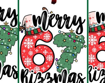 Merry 67 Rizzmas Gift Tags | 67 Christmas Gift Tags | Funny Teen 67 Christmas Tags | 67 Rizzmas Gift Tags | 67 Teen Christmas Favor Tags