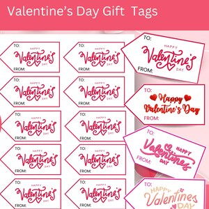 Happy Valentne's Day Gft Tag Prntable Edtable | Etsy