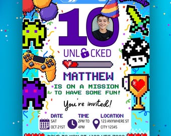 Editable Birthday Invitation, Unique Digital Invitation, Birthday Flyer, 10th Birthday, Kids Birthday Invite, Party Flyer, Canva Template