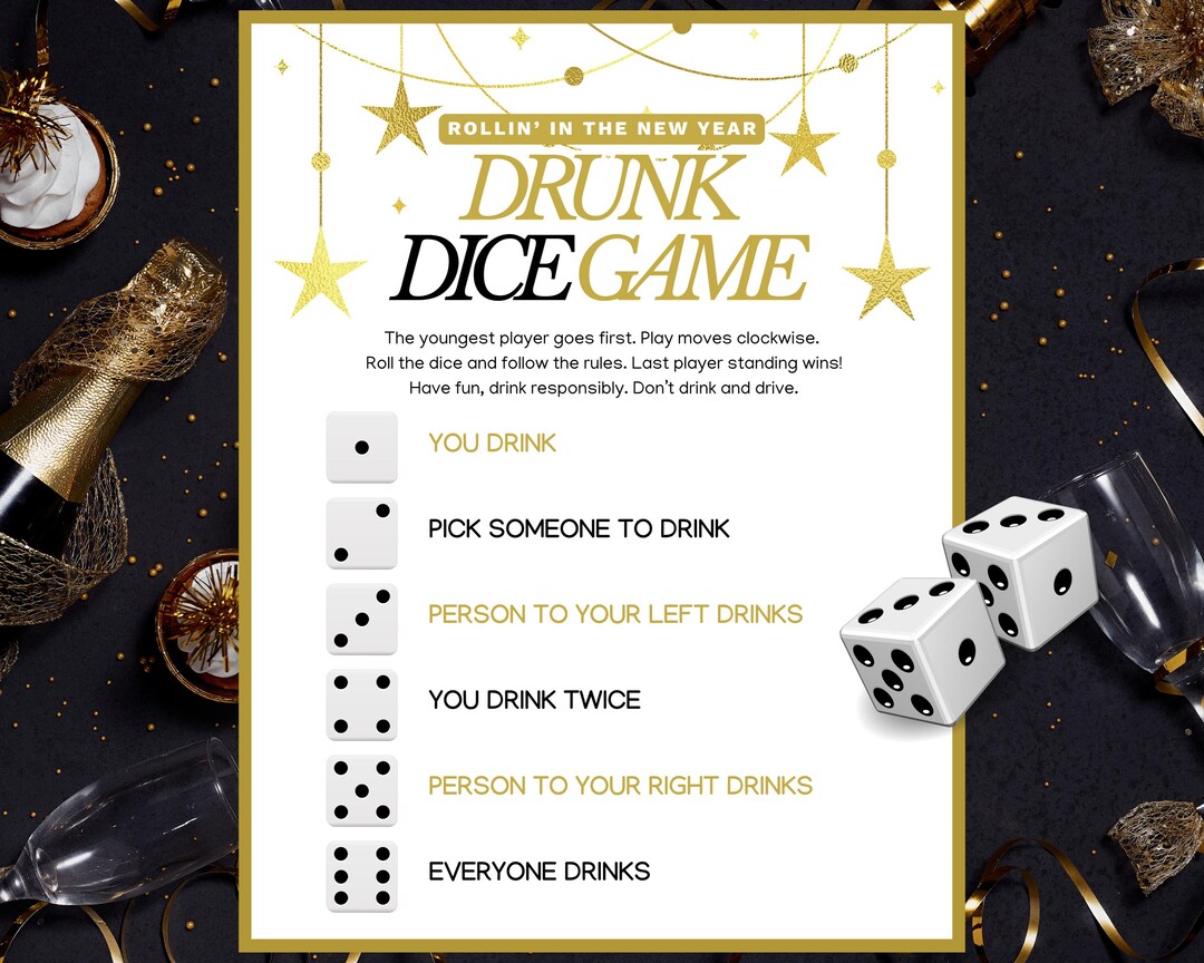 New Years Drinking Game | New Years Drunk Dice Game for Adults | New ...