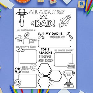 Alles über meinen Vater | Vatertags Geschenk | Füllen Sie die leere Vatertagskarte aus | Kinder Vatertag | DIY Papa Geschenk | Sofort Download PDF