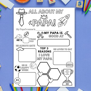 Alles über meinen Papa druckbar | Vatertags Geschenk | Füllen Sie die leere Vatertagskarte aus | Kinder Vatertag | DIY Papa Geschenk | Sofort Download PDF