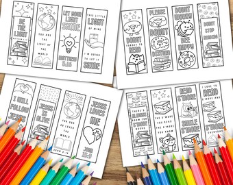 Coloring Bookmarks Bundle for Kids, Unique Bookmarks, Sunday School Craft, Reading Tracker, Reading Log, Bookish Gifts, Stocking Stuffers