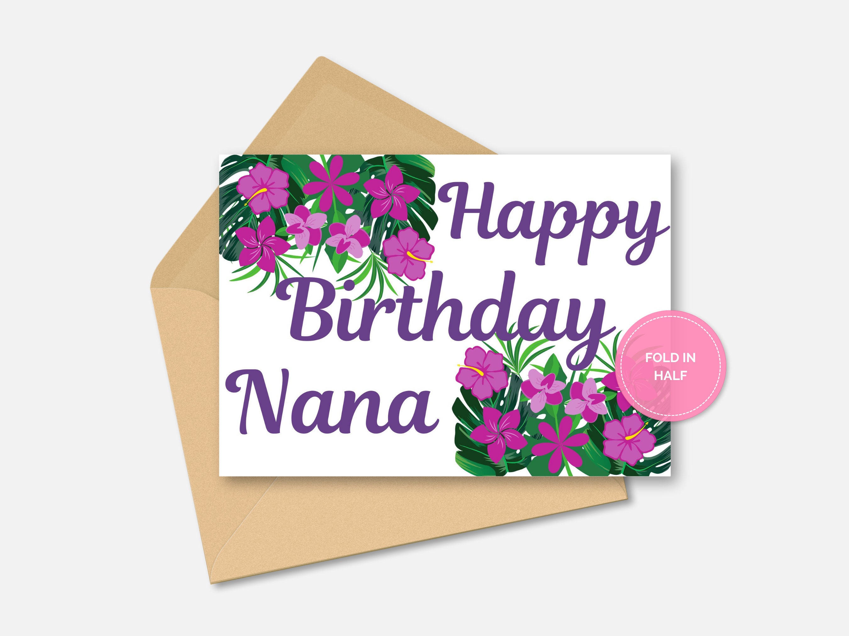 Happy Birthday Nana Card Happy Birthday Nana Purple Flowers Card Letter ...
