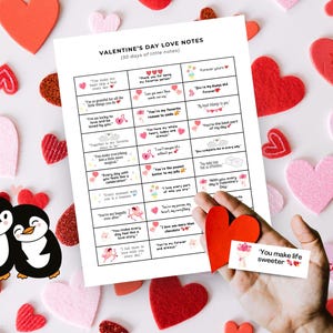 Biglietti d'amore per San Valentino / Biglietti d'amore per la serata romantica / Biglietti d'amore per il pranzo al sacco / Biglietti d'amore / Lettera USA / Formato A4 / PDF stampabile con download immediato