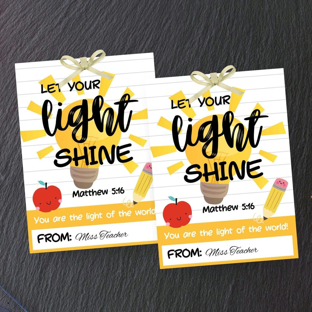 Let Your Light Shine Back to School Gift Tags, Printable Gift Tags ...