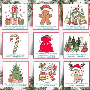Christmas Bible Verse Cards | Christmas Bible Verse Lunchbox Notes | Christmas Scripture Cards | Christian Lunchbox Cards | Scripture Tracts