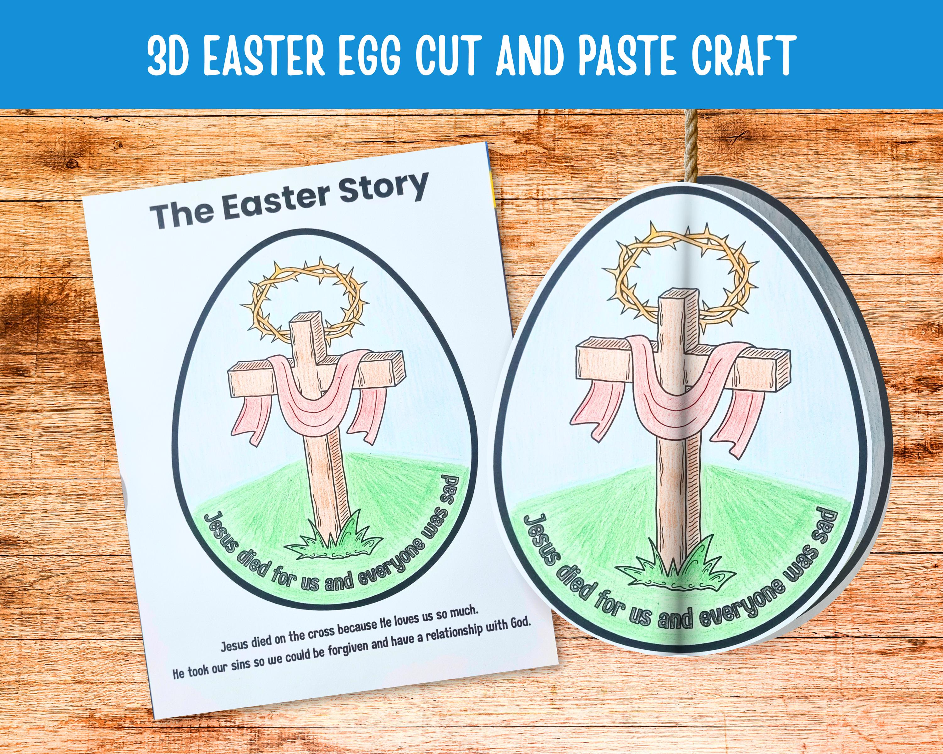 Christian Easter Story Craft Printable | 3D Easter Egg Craft for Kids ...