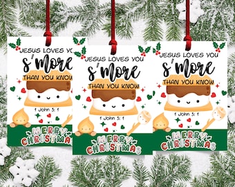 Jesus Loves You Smore Than You Know Christmas Gift Tags | Christian Classroom Tags | 1 John 3:1 Favor Tags | Sunday School & Church Tags