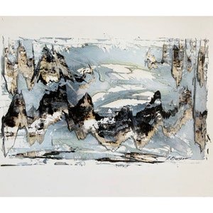 Misty Mountains, Oil Painting, Cardboard, 34x20cm, Original, Hand-painted