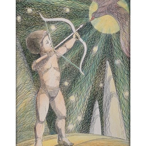 Wings of Luck, Zeichnung, Papier, 23.5 x 33 cm, Original, handbemalt, Vintage 2000-2005.