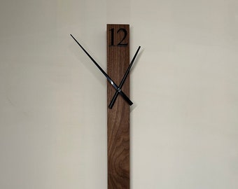 Handmade Walnut Wall Clock Lamp: Modern Linear Sconce Light  EcoShine